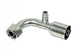bild 1 produkt: Koppling 10'' 90� hona o-ring med R134a serviceport �t v�nster - St�l
